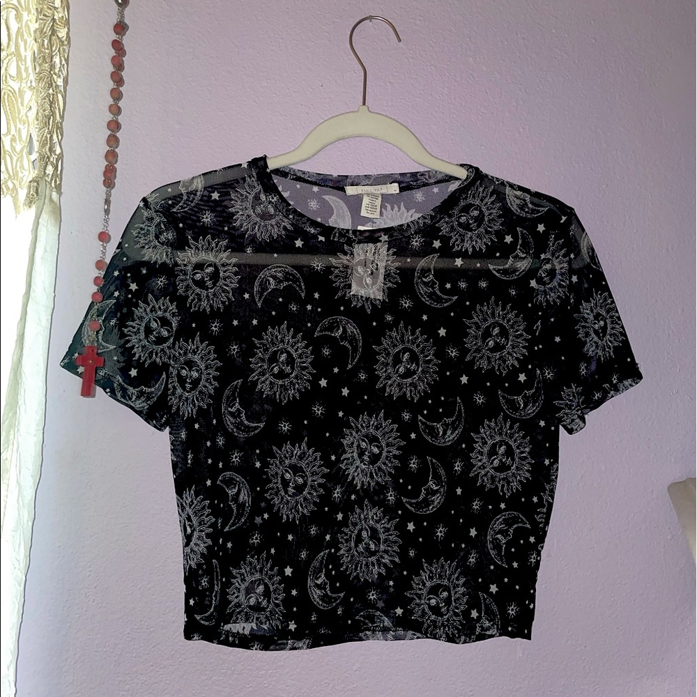 COPY - FULL TILT Printed Womens Black Mesh Graphic Tee